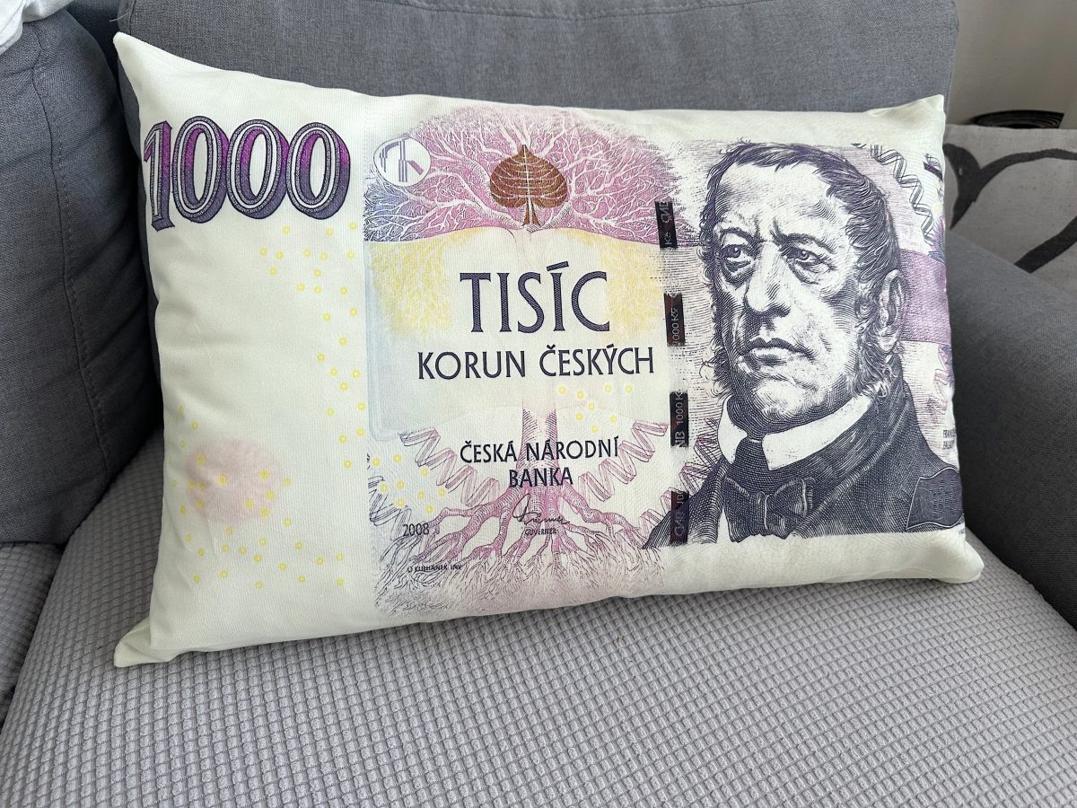 Polštářek ve tvaru bankovky 1000