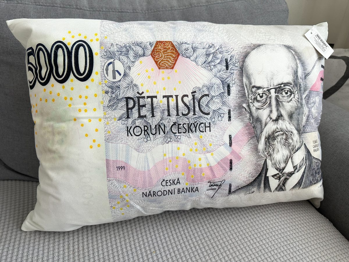 Polštářek ve tvaru bankovky 5000