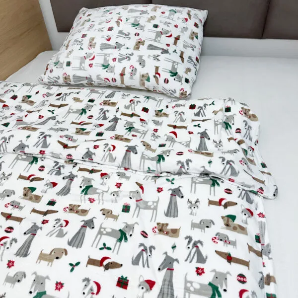 Mikroplyšové povlečení vánoční pejsci