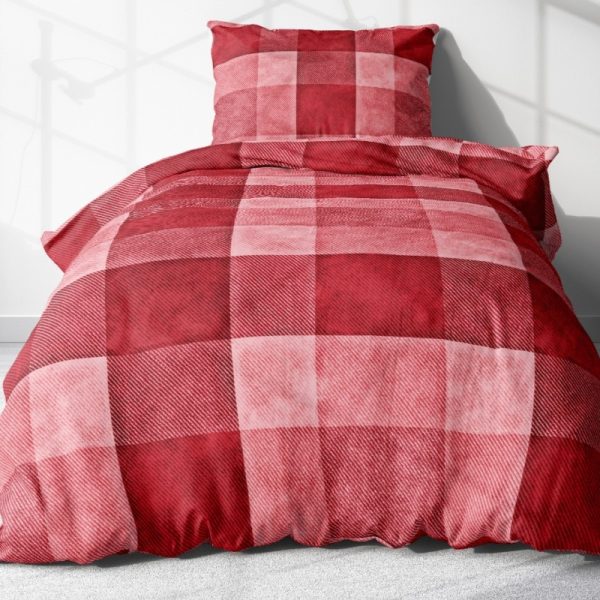 Krepové povlečení - Červené kostky 140x200 cm