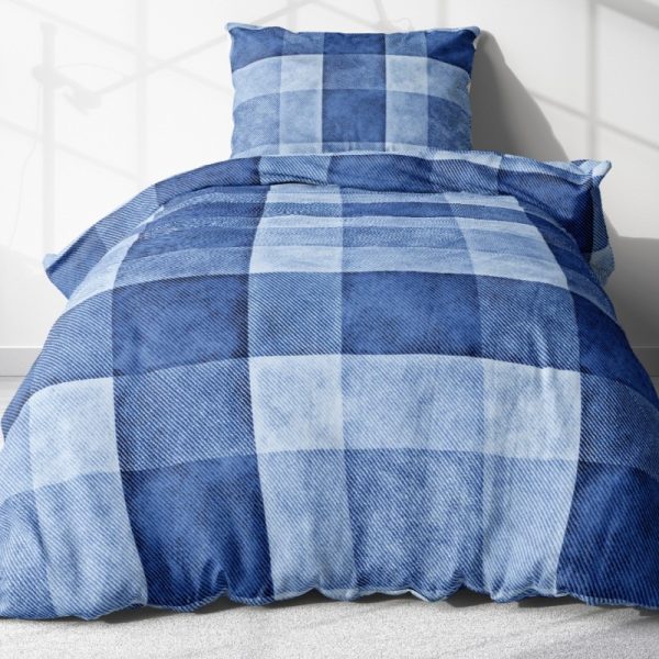 Krepové povlečení - Modré kostky 140x200 cm