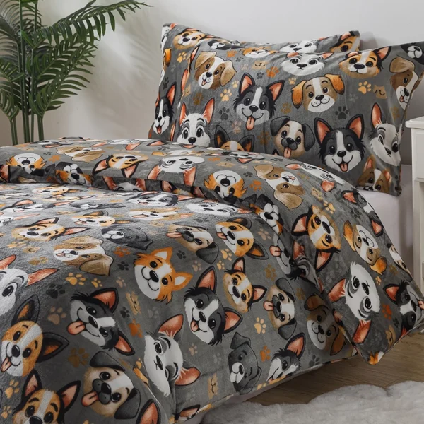 Mikroplyšové povlečení - Pejsci 140x200